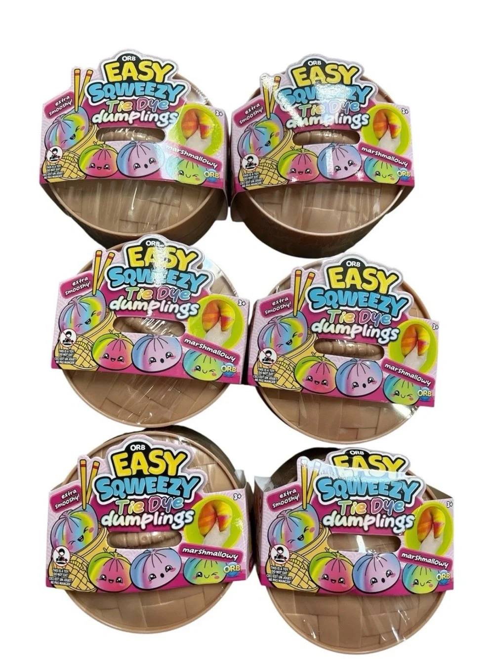 New Viral ORB Easy Sqweezy Tie Dye Dumpling Squishy Lot Of 6 !!